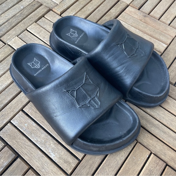 Naked Wolfe- Velma Slippers Black Padded Strap Size US 10 - Picture 4 of 6